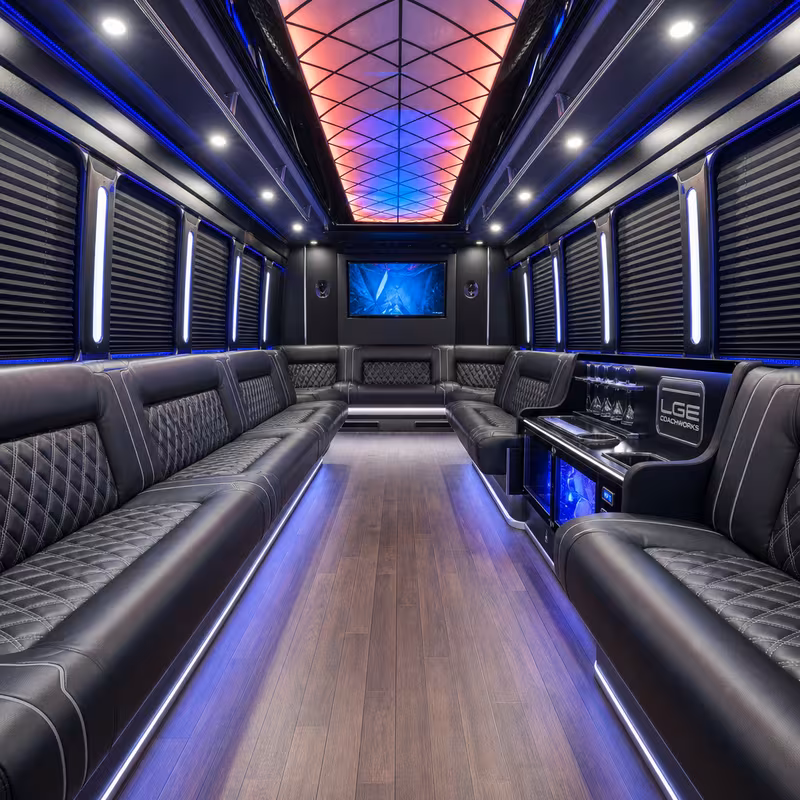 15 Passenger Party Bus Interior