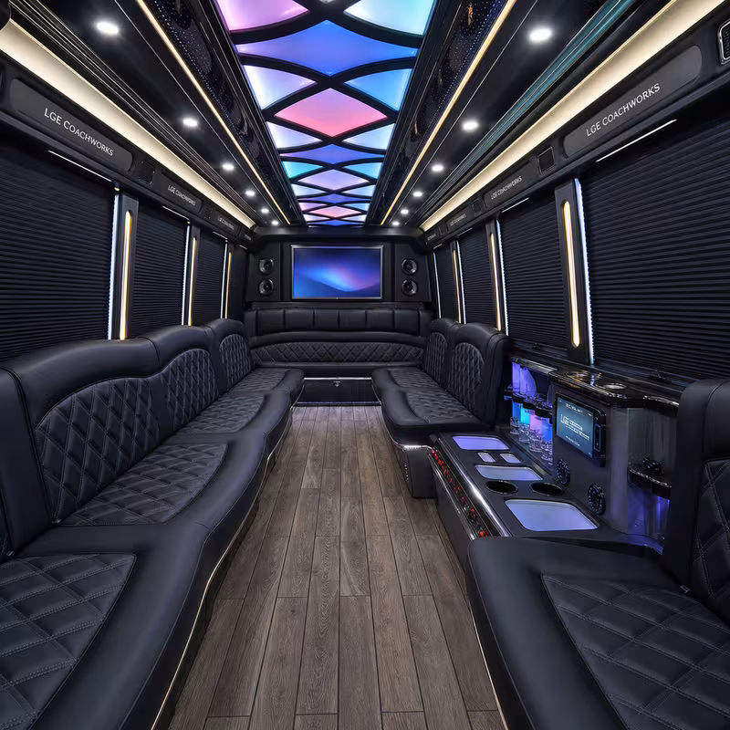 18 Passenger Party Bus Interior