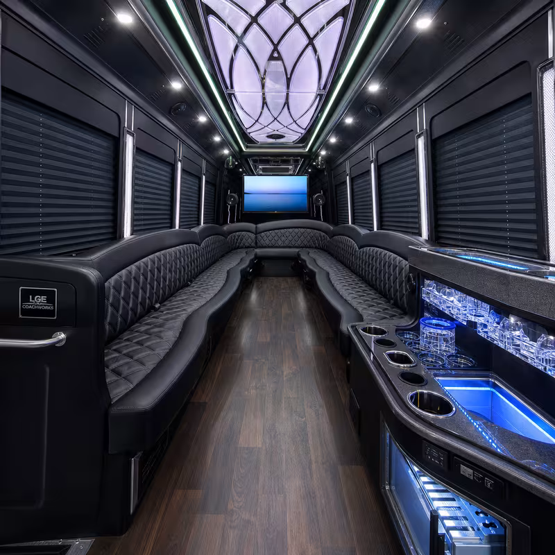 18 Passenger Party Bus Interior