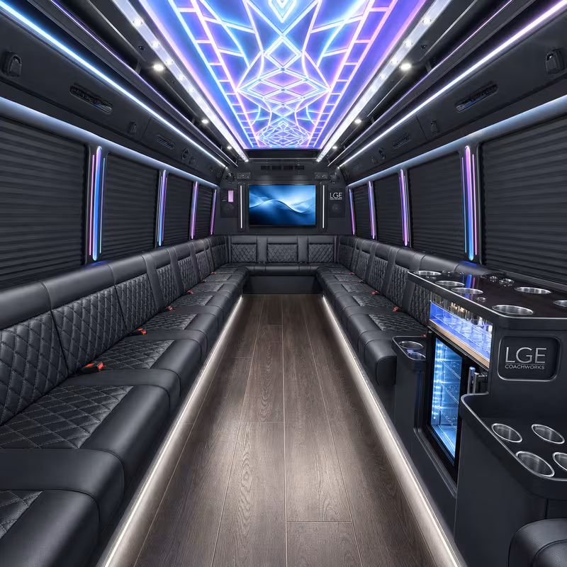 20 Passenger Party Bus Interior