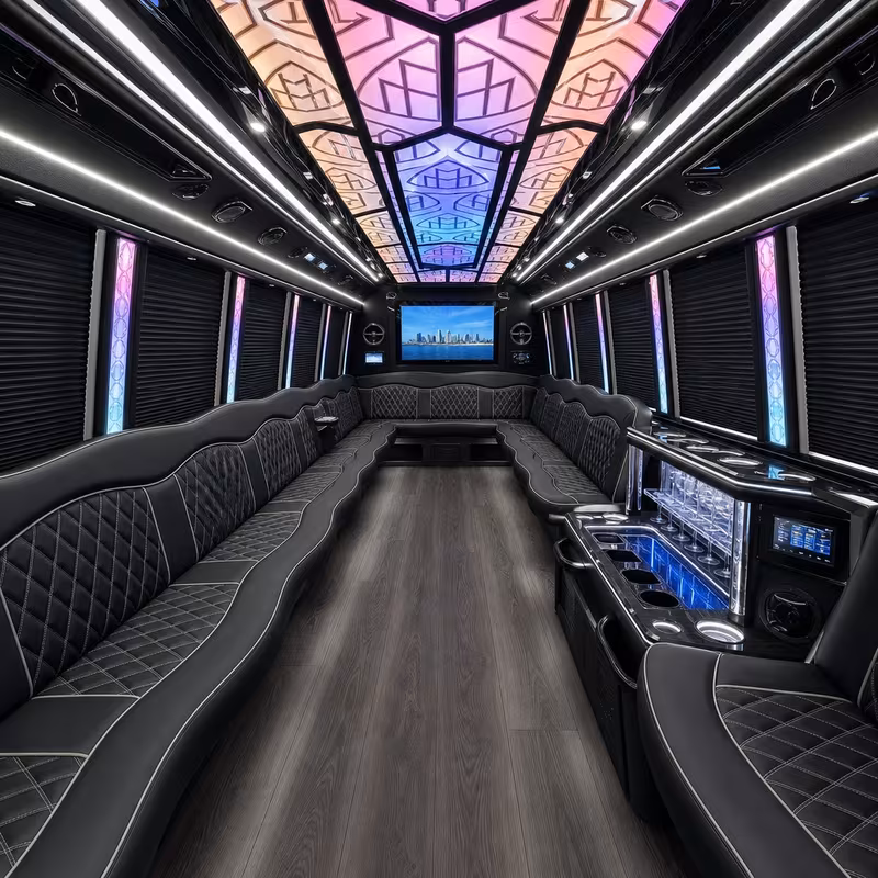 25 Passenger Party Bus Interior