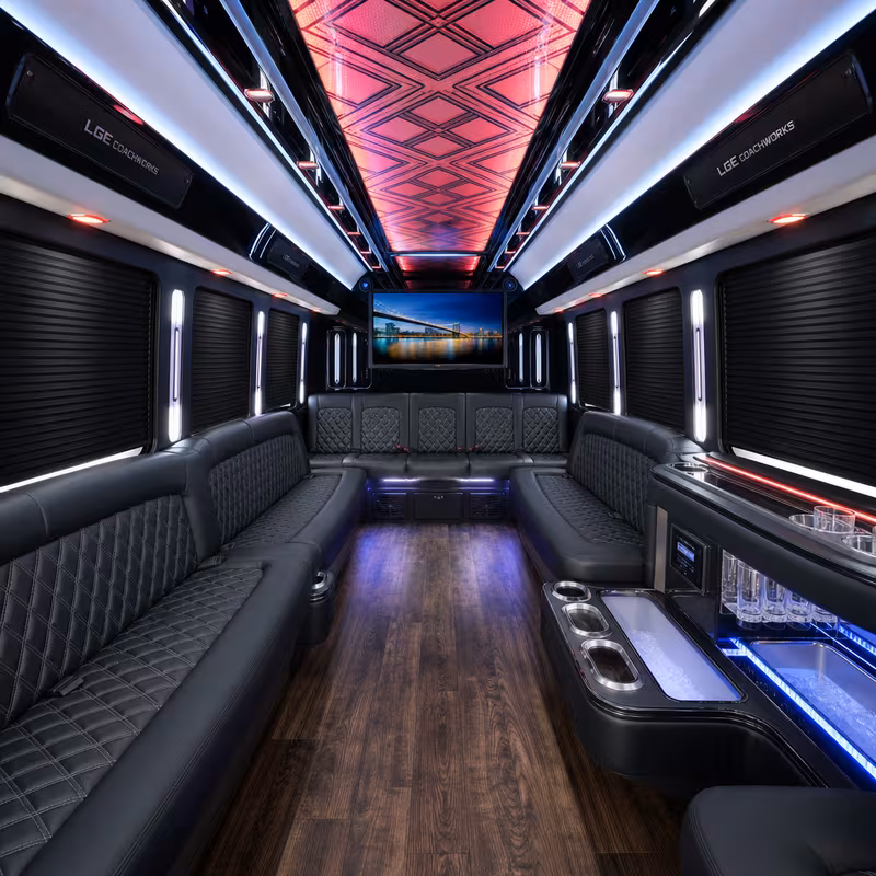 50 Passenger Party Bus Interior