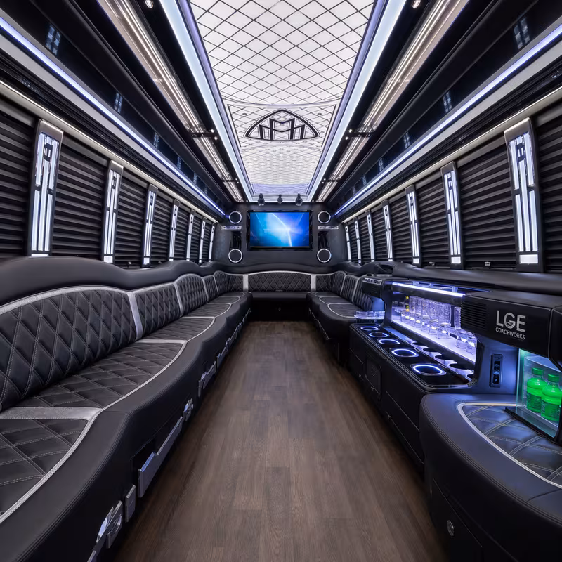 50 Passenger Party Bus Interior