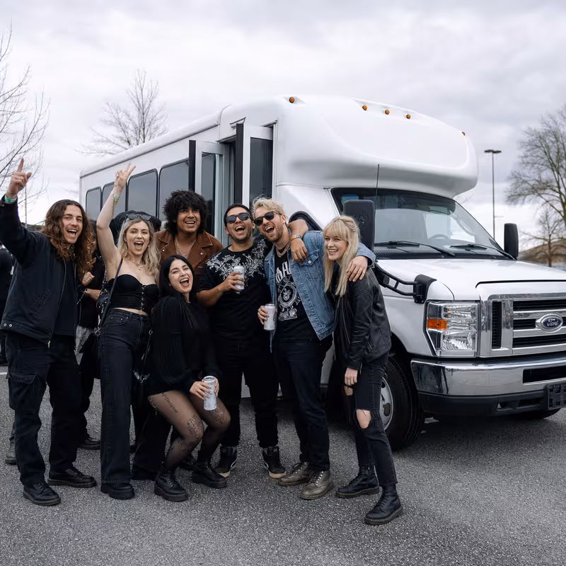 Black Mercedes Sprinter van staged for an Princeton Concert Transportation group