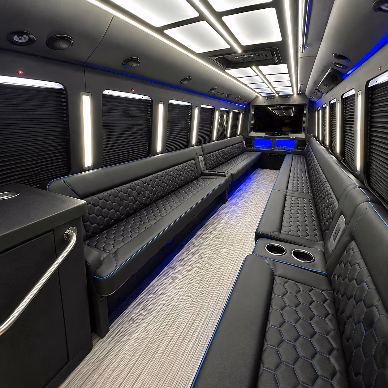 Princeton Birthday, Sweet 16, & Quinceañera Transportation party bus interior