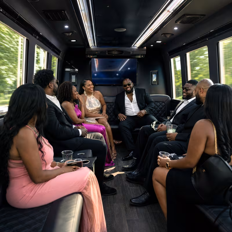 Black Mercedes Sprinter van staged for an Princeton Private Event Transportation group