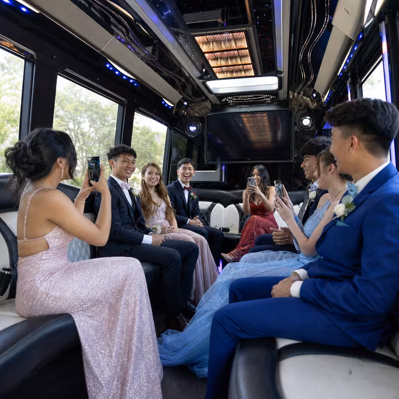 Black Mercedes Sprinter van staged for an Princeton Prom & Homecoming Transportation group