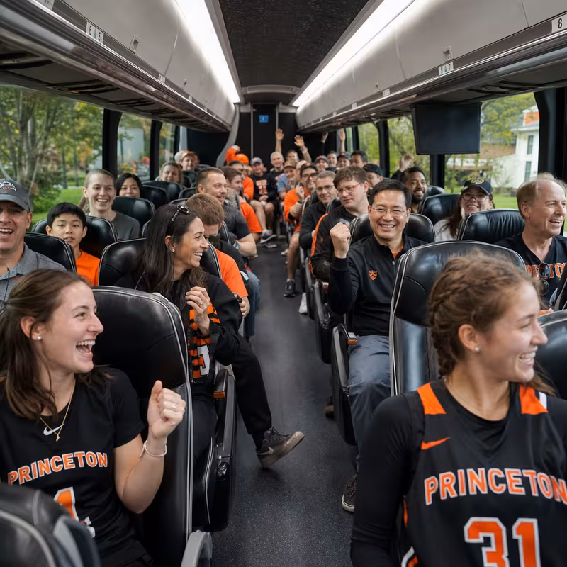 Black Mercedes Sprinter van staged for an Princeton Sporting Event Transportation group